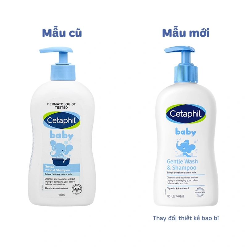 Sữa tắm & gội 2in1 cho bé Cetaphil Baby Gentle hương dịu nhẹ 400 ml (mọi độ tuổi) - Giao bao bì ngẫu nhiên 2