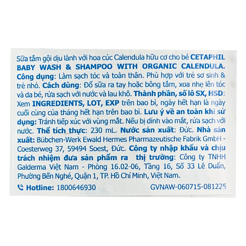 Sữa tắm & gội 2in1 cho bé Cetaphil Baby chiết xuất hoa cúc hữu cơ 230 ml (mọi độ tuổi) - Giao bao bì ngẫu nhiên 5