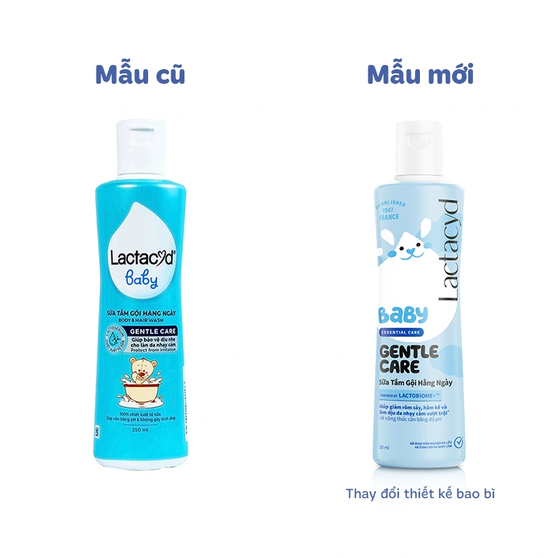 Sữa tắm & gội 2in1 cho bé Lactacyd Gentle Care hương dịu nhẹ 250 ml (mọi độ tuổi) - Giao bao bì ngẫu nhiên 2
