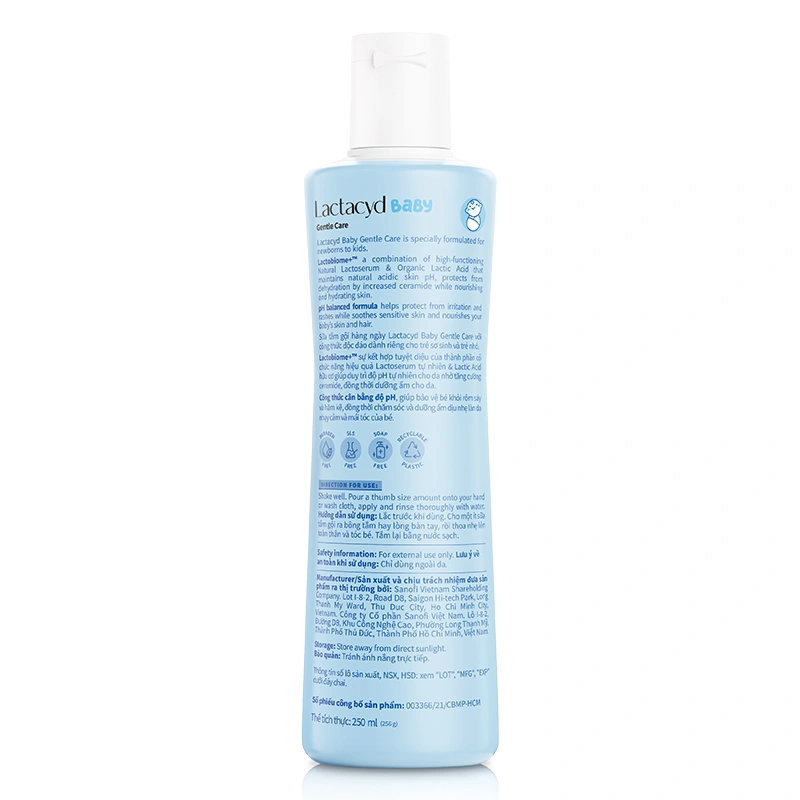 Sữa tắm & gội 2in1 cho bé Lactacyd Gentle Care hương dịu nhẹ 250 ml (mọi độ tuổi) - Giao bao bì ngẫu nhiên 3