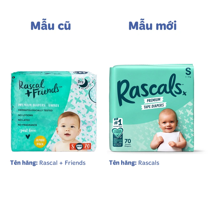 Combo 3 tã dán Rascals size S 70 miếng/bịch (4 - 8 kg) - Giao bao bì ngẫu nhiên 17