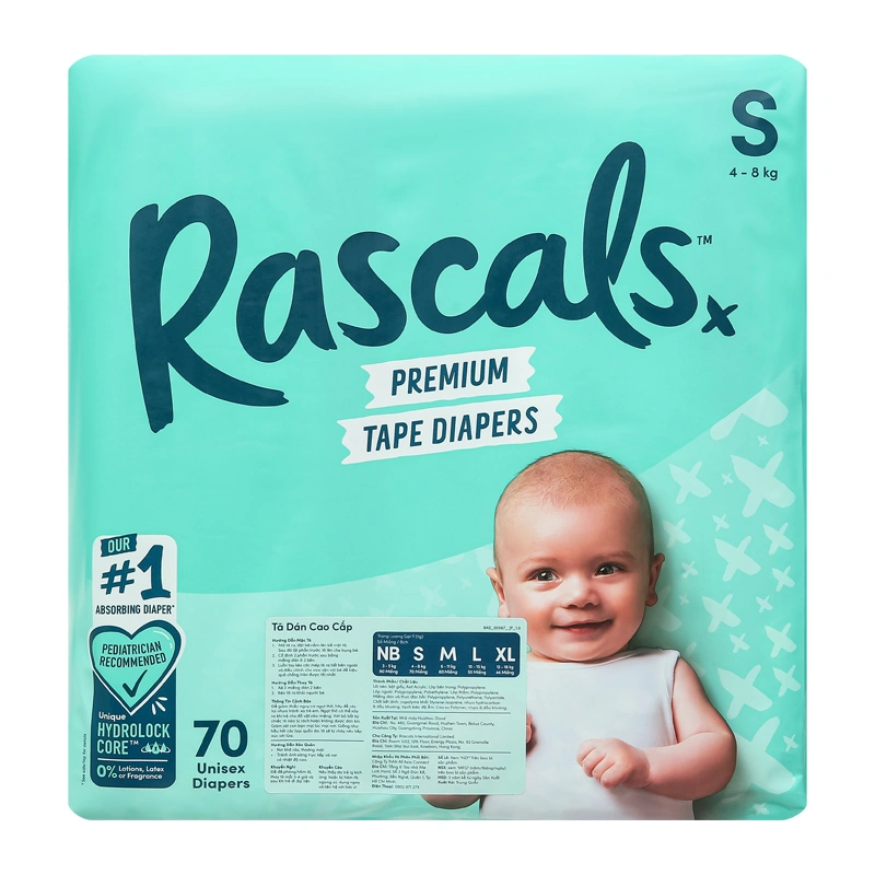 Combo 3 tã dán Rascals size S 70 miếng/bịch (4 - 8 kg) - Giao bao bì ngẫu nhiên 18