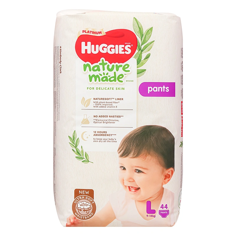 Tã quần Huggies Platinum nature made siêu cao cấp size L 44 miếng (9 - 14 kg) - Giao bao bì ngẫu nhiên 3