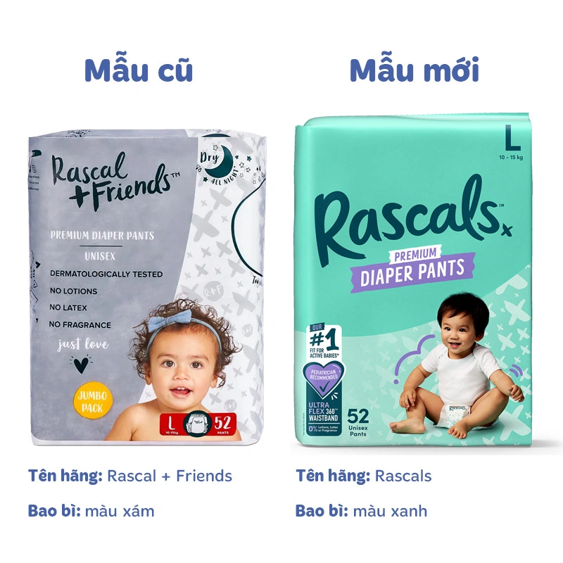 Combo 3 tã quần Rascals size L 52 miếng/bịch (10 - 15 kg) - Giao bao bì ngẫu nhiên 16