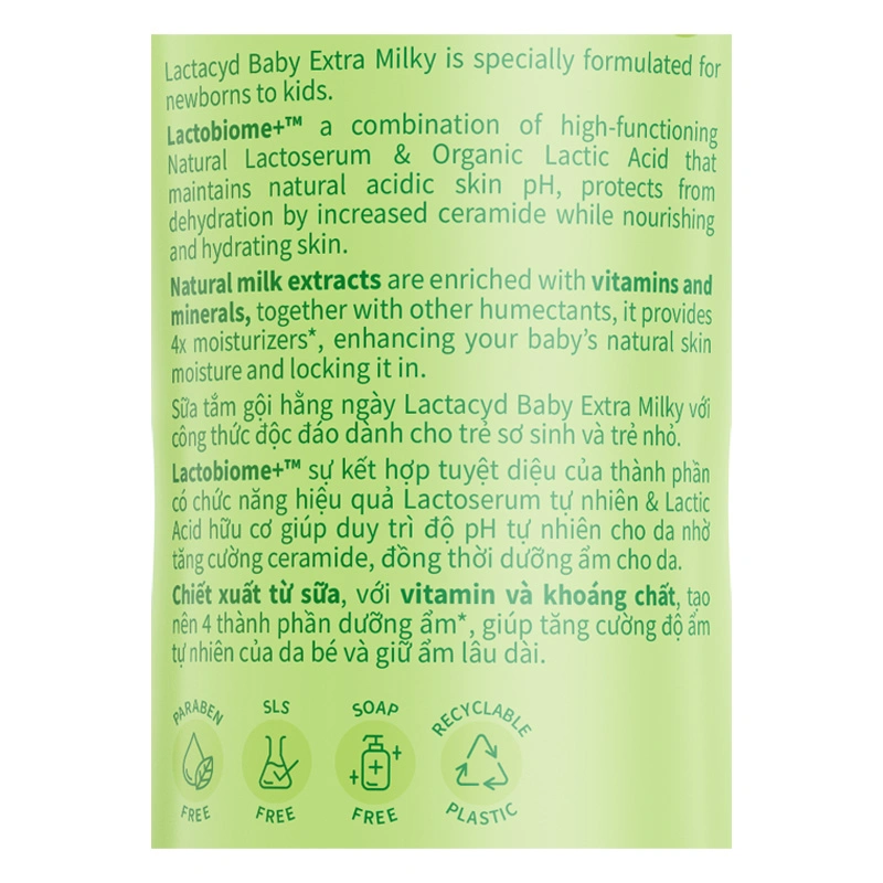 Sữa tắm & gội 2in1 cho bé Lactacyd Extra Milky hương dịu nhẹ 250 ml (mọi độ tuổi) - Giao bao bì ngẫu nhiên 4