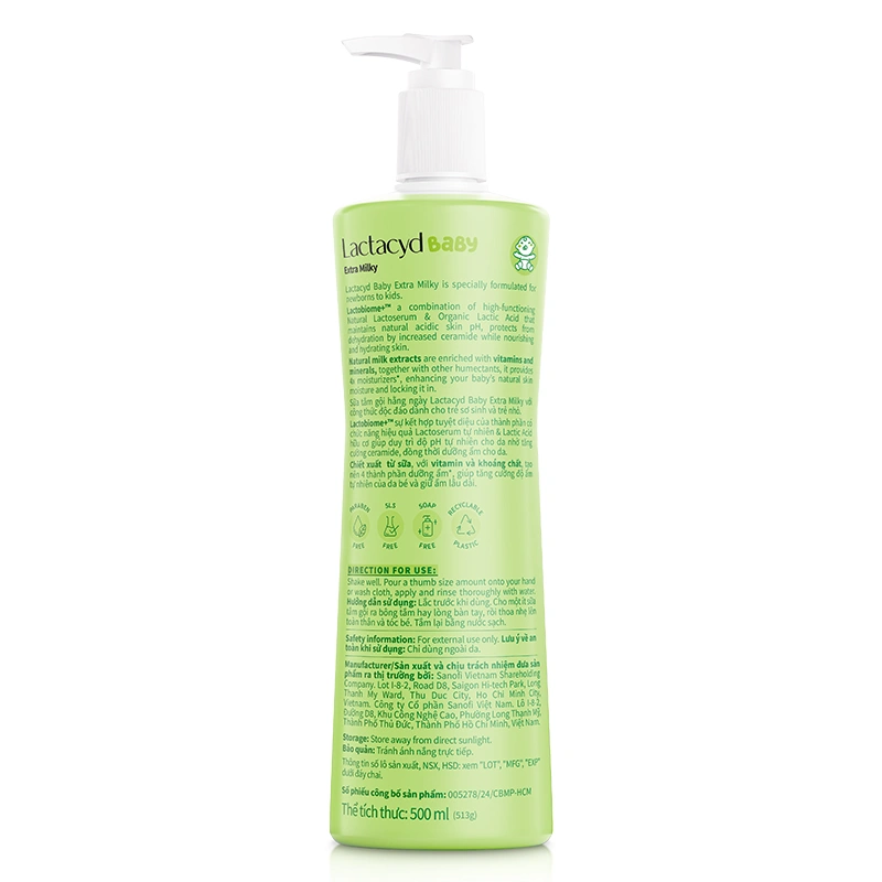 Combo 2 sữa tắm & gội 2in1 cho bé Lactacyd Extra Milky hương dịu nhẹ 500 ml (mọi độ tuổi) - Giao bao bì ngẫu nhiên 9