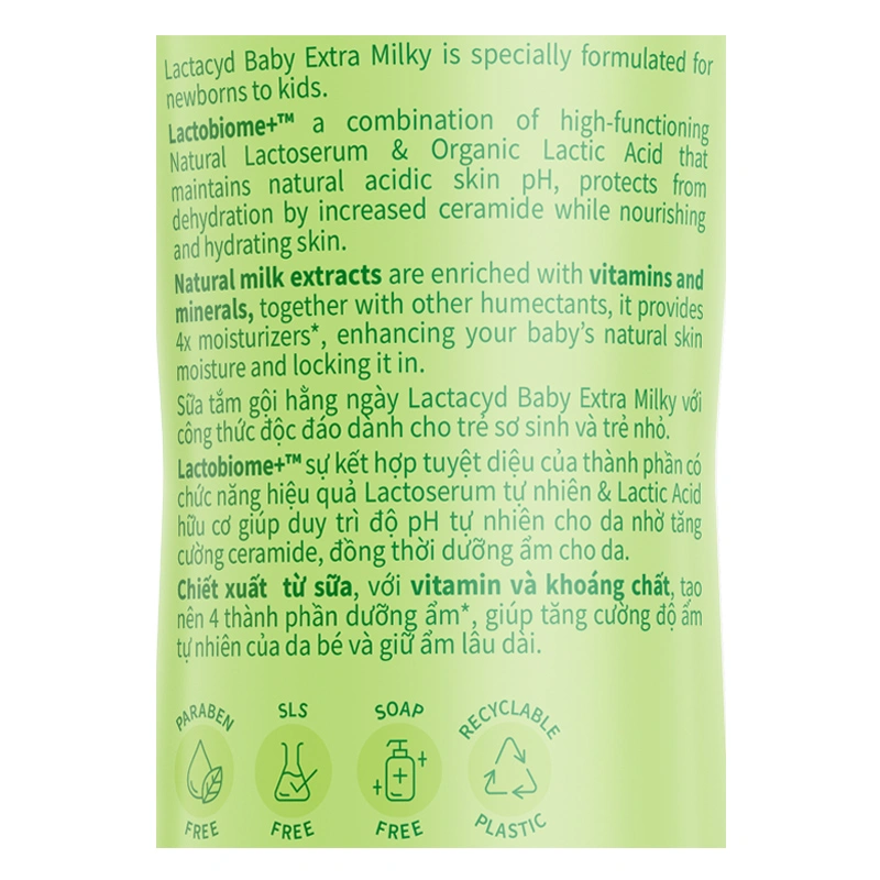 Combo 2 sữa tắm & gội 2in1 cho bé Lactacyd Extra Milky hương dịu nhẹ 500 ml (mọi độ tuổi) - Giao bao bì ngẫu nhiên 10