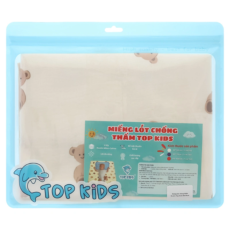 Tấm lót chống thấm TOP KIDS 50x70cm - Giao màu ngẫu nhiên 15