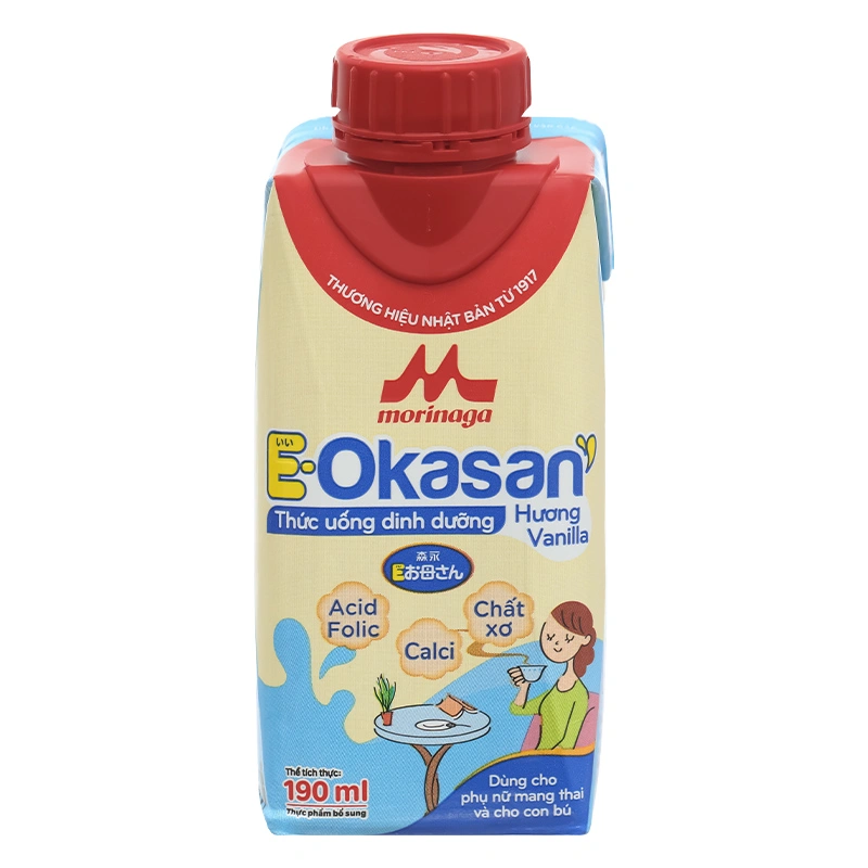 Thùng 24 hộp sữa bầu Morinaga E-Okasan hương vani 190 ml 11