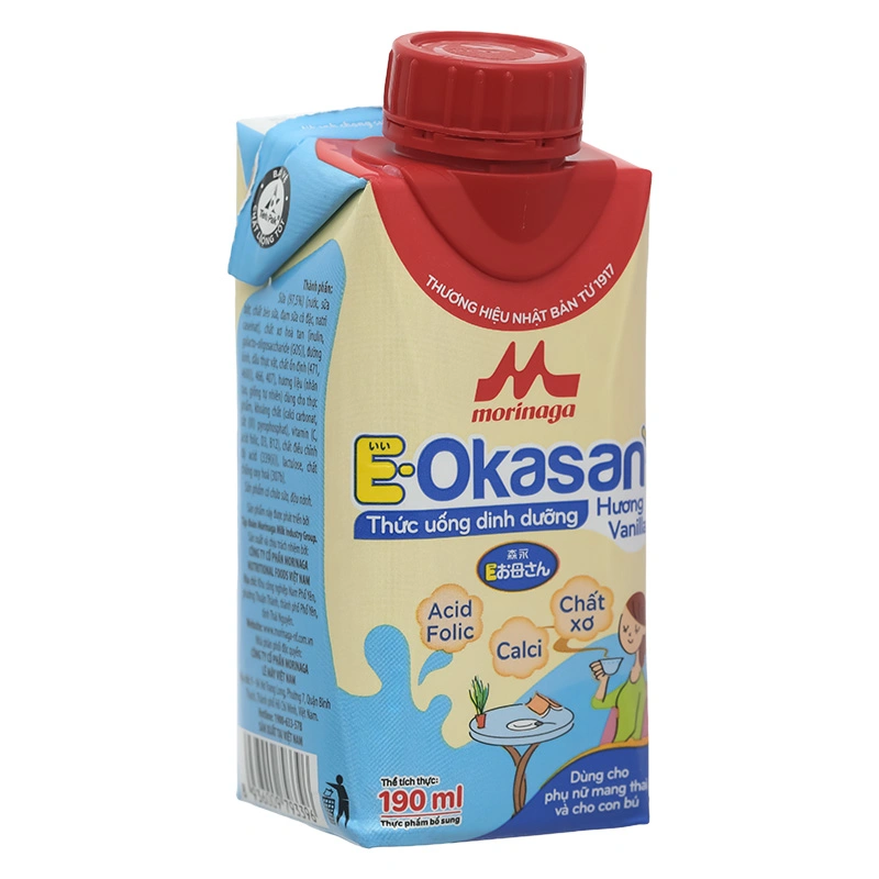 Thùng 24 hộp sữa bầu Morinaga E-Okasan hương vani 190 ml 10