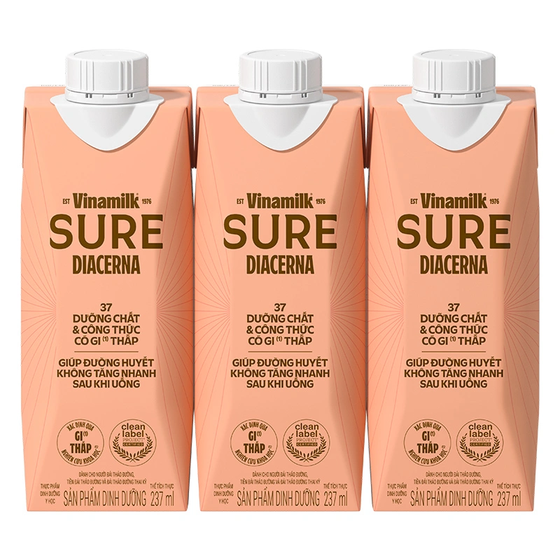 Lốc 3 sữa nước dinh dưỡng người lớn Vinamilk Sure Dicerna hương tự nhiên 237 ml 15