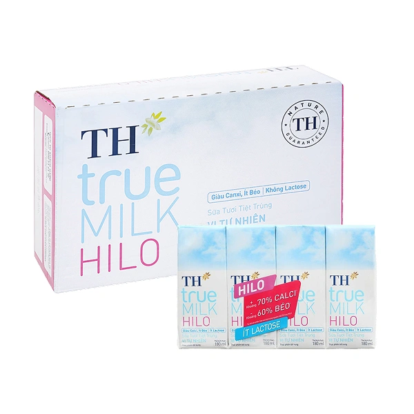 Thùng 48 hộp sữa tươi tiệt trùng TH true MILK Hilo không đường
