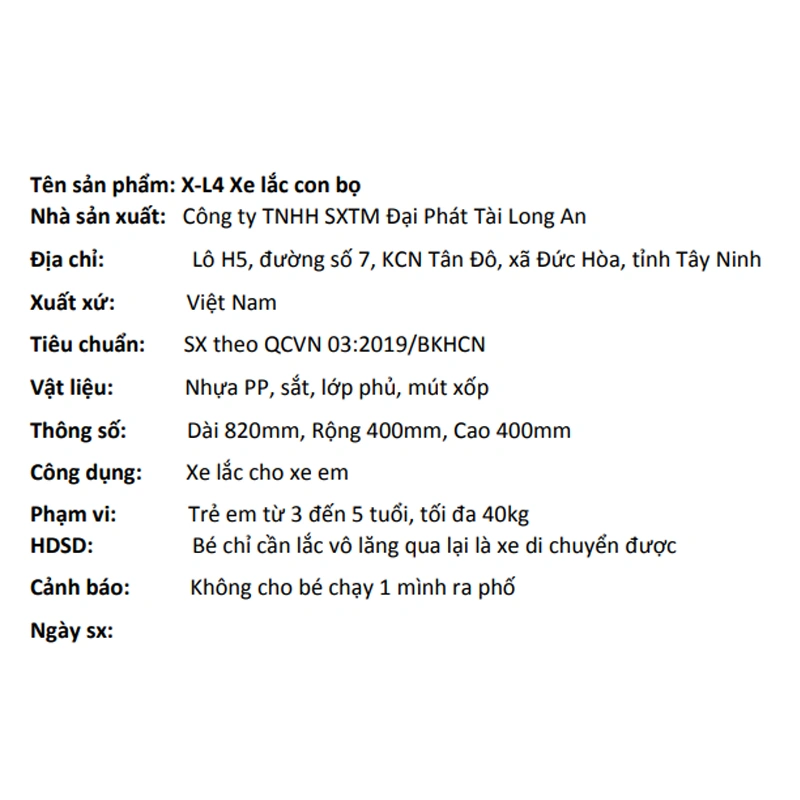 Xe lắc Đại Phát Tài con bọ có nhạc và đèn (từ 3 - 5 tuổi) - Màu ngẫu nhiên 6