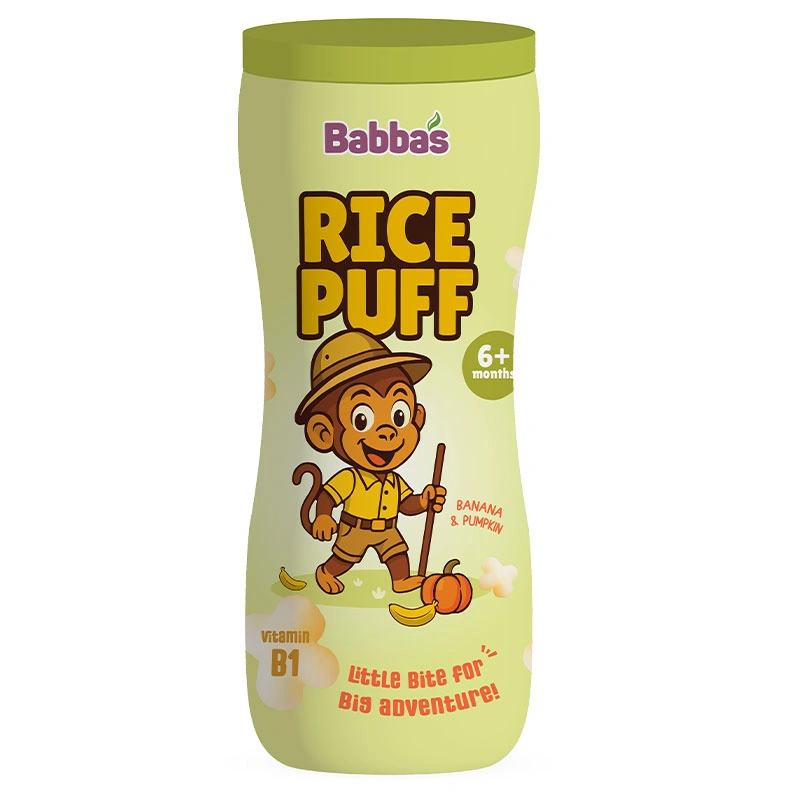 Bánh gạo ăn dặm Babba's Puffs vị dâu, việt quất lon 45g (từ 6 tháng) 7