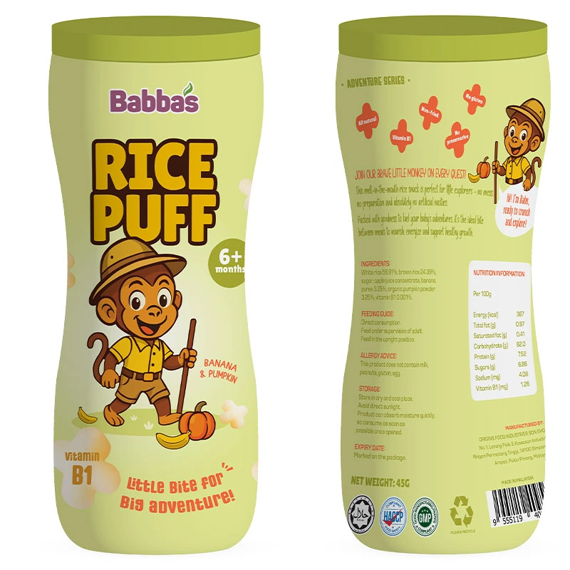 Bánh gạo ăn dặm Babba's Puffs vị dâu, việt quất lon 45g (từ 6 tháng) 9
