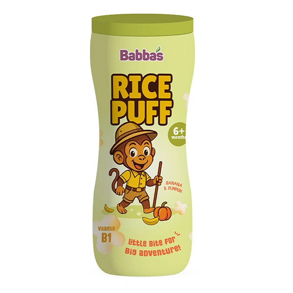Bánh gạo ăn dặm Babba's Puffs vị chuối, bí đỏ