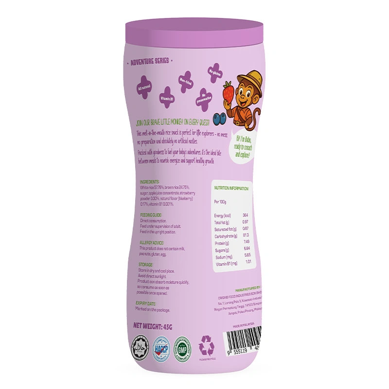 Bánh gạo ăn dặm Babba's Puffs vị dâu, việt quất lon 45g (từ 6 tháng) 3