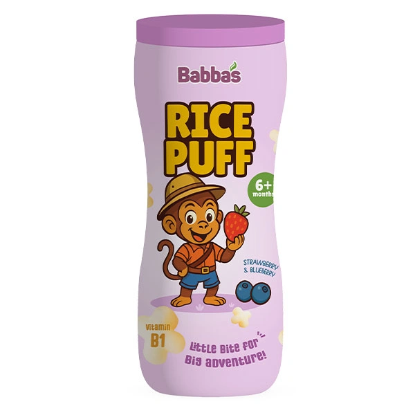 Bánh gạo ăn dặm Babba's Puffs vị dâu, việt quất