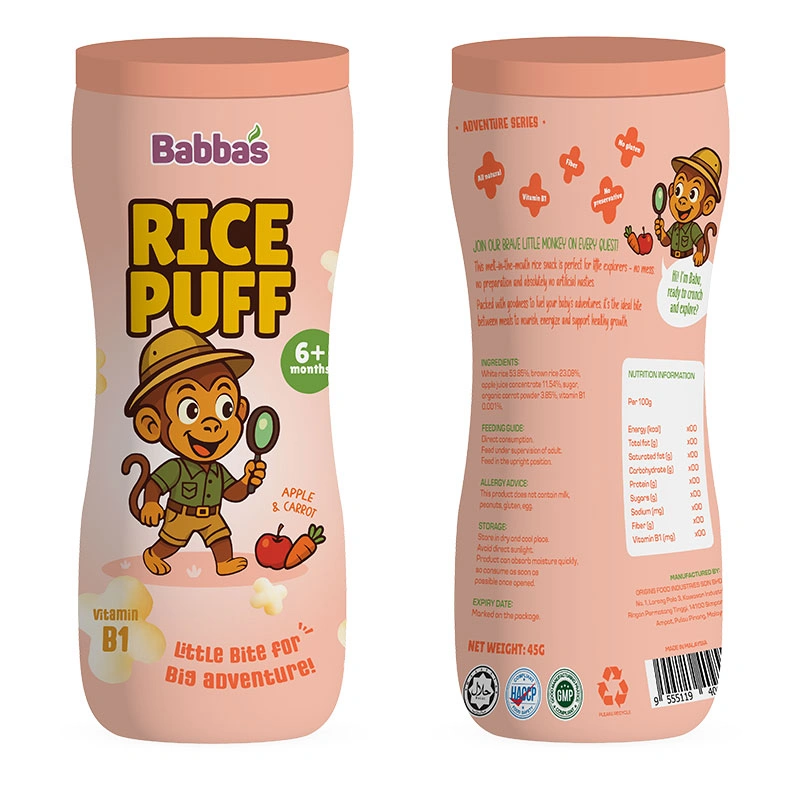 Bánh gạo ăn dặm Babba's Puffs vị dâu, việt quất lon 45g (từ 6 tháng) 14