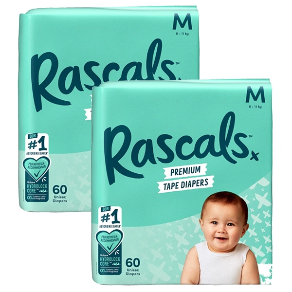 Combo 2 tã dán Rascals size M - Giao bao bì ngẫu nhiên