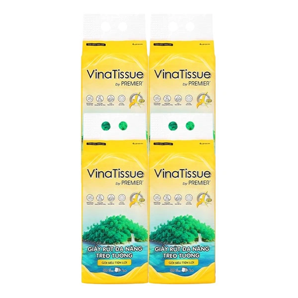 Combo 4 gói khăn giấy rút đa năng PREMIER Vinatissue không mùi