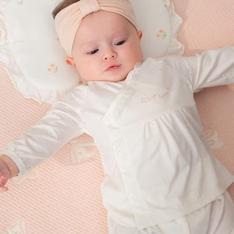 Đồ bộ tay dài La Pomme petit dệt hoạ tiết màu trắng 4