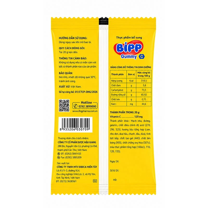 Kẹo dẻo Bipp Gummy bổ sung vitamin C hỗ trợ tăng sức đề kháng hương trái cây, 20g dạng viên (từ 3 tuổi) 3