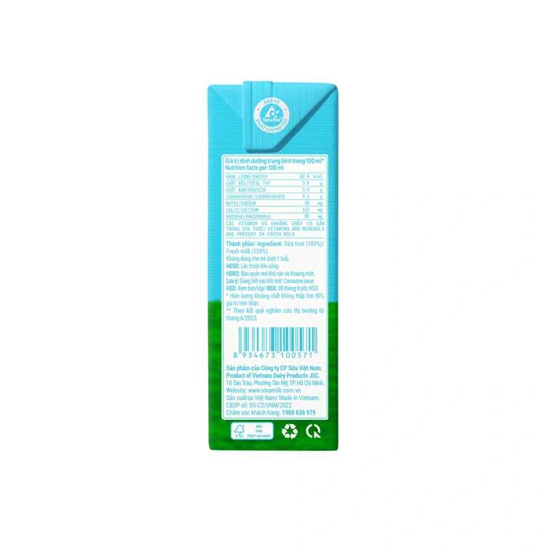 Thùng 48 hộp sữa tươi tiệt trùng Vinamilk Green Farm không đường 110 ml (từ 1 tuổi) 25