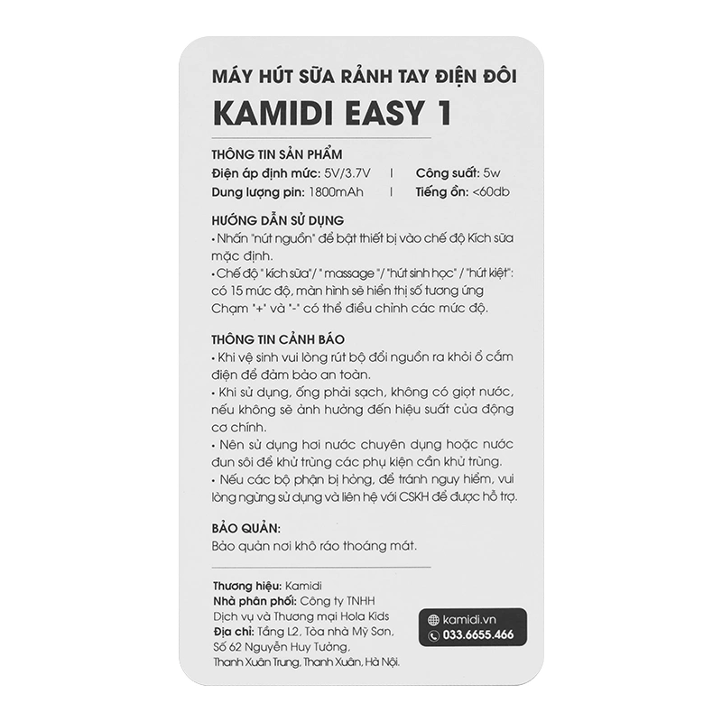 Máy hút sữa điện đôi Kamidi Easy 1 14