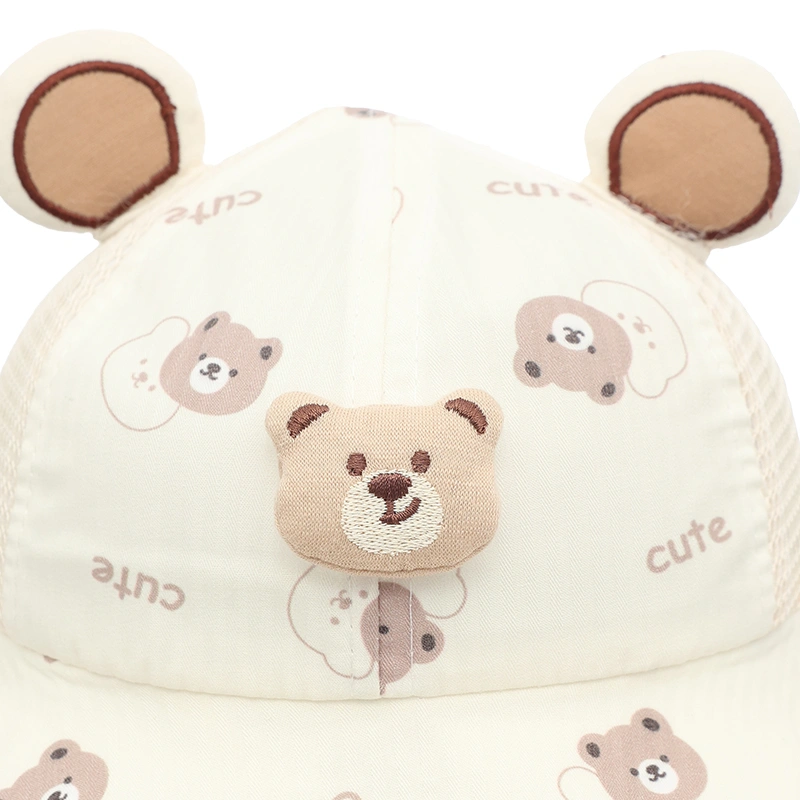 Nón vành cho bé TOP KIDS gấu cute màu nâu be 7