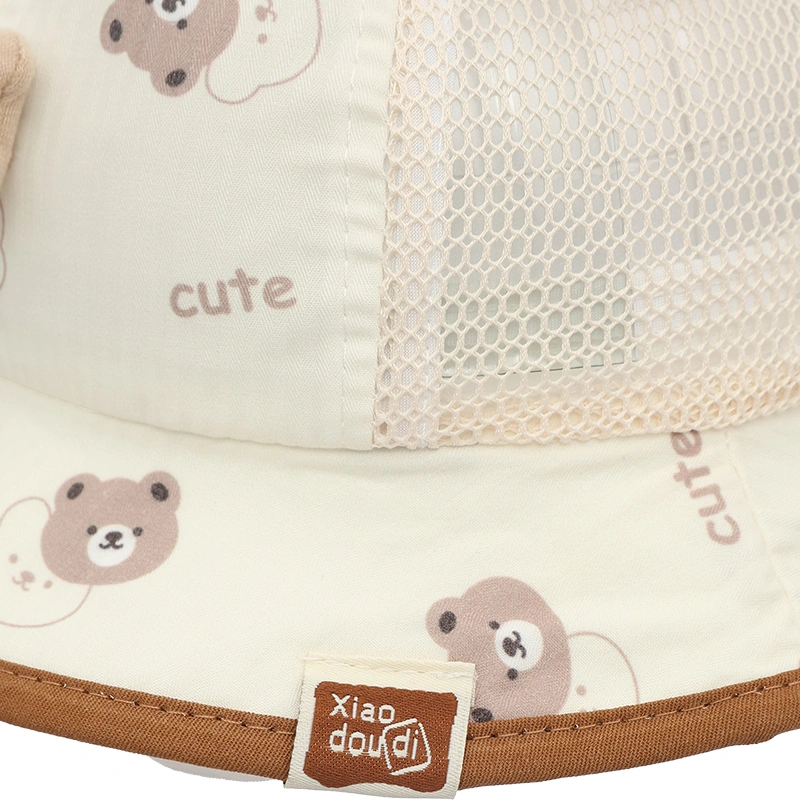 Nón vành cho bé TOP KIDS gấu cute màu nâu be 8