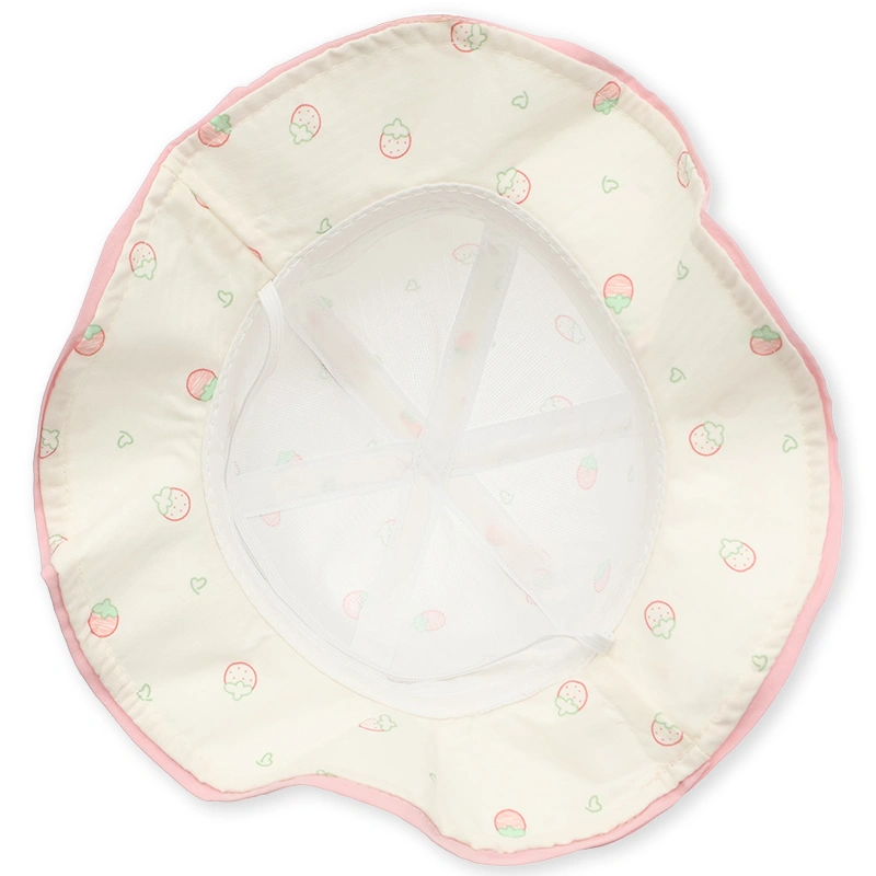 Nón vành cho bé TOP KIDS quả dâu màu trắng hồng 6