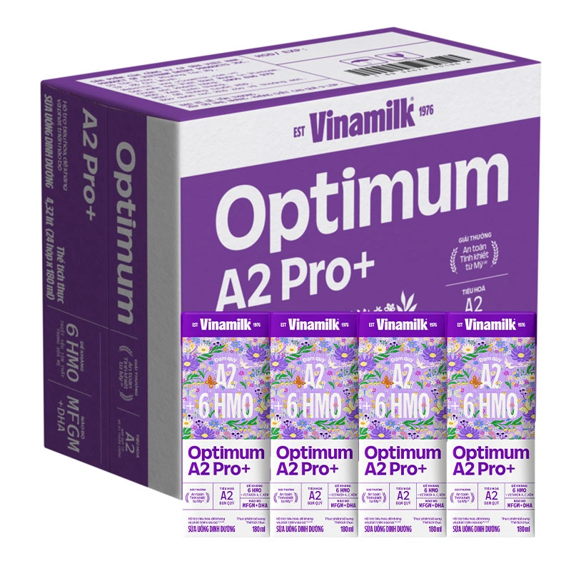 Lốc 4 hộp sữa pha sẵn Optimum A2 Pro+ 180 ml (từ 1 tuổi) 10