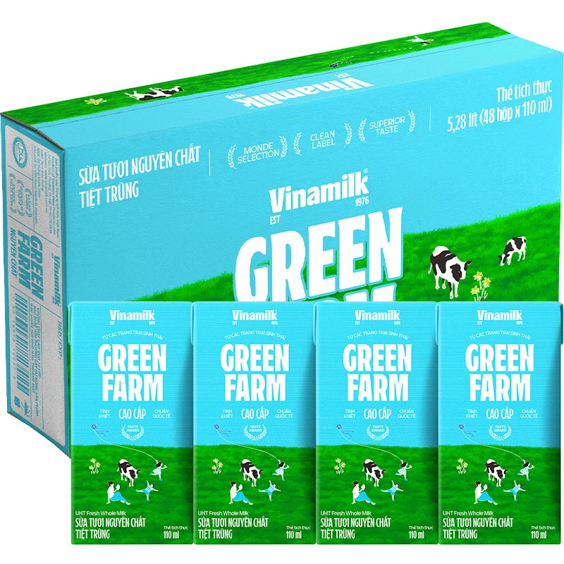 Thùng 48 hộp sữa tươi tiệt trùng Vinamilk Green Farm không đường 110 ml (từ 1 tuổi) 2
