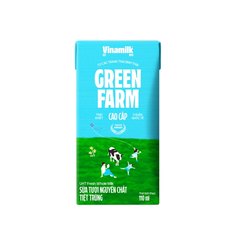 Thùng 48 hộp sữa tươi tiệt trùng Vinamilk Green Farm không đường 110 ml (từ 1 tuổi) 12