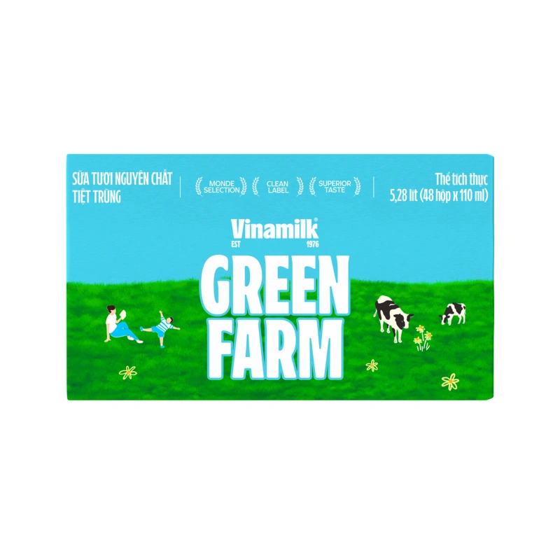 Thùng 48 hộp sữa tươi tiệt trùng Vinamilk Green Farm không đường 110 ml (từ 1 tuổi) 4