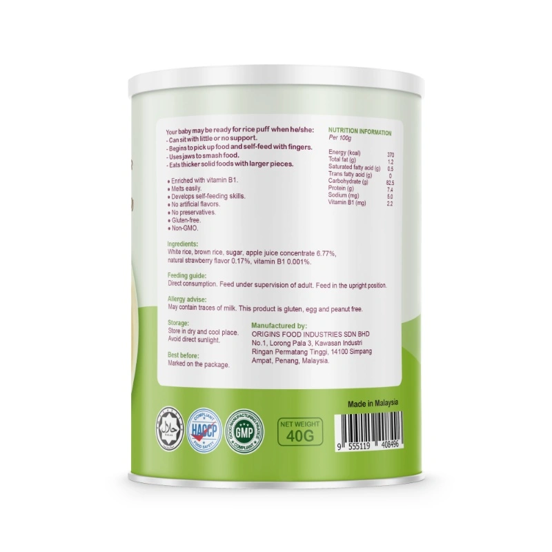 Bánh gạo ăn dặm Babba's Baby vị dâu, táo lon 40g (từ 6 tháng) 3