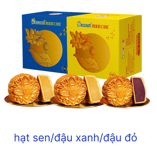Bánh trung thu Sanest yến sào đậu đỏ/đậu xanh ngũ hạt/ hạt sen 120g