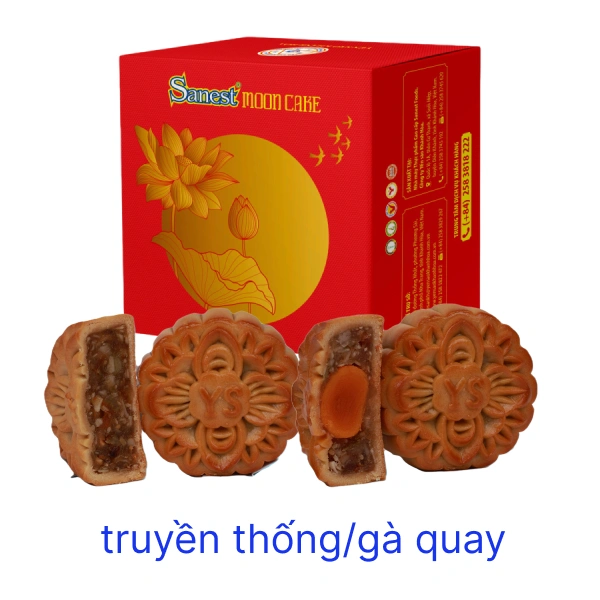 Bánh trung thu Sanest yến sào truyền thống/gà quay thượng hạng 1 trứng 120g