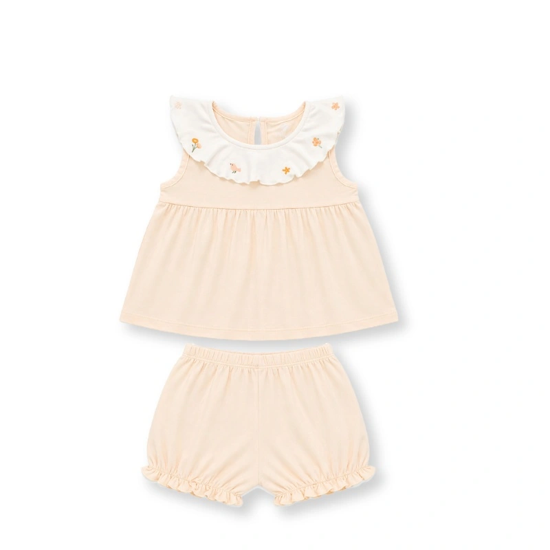 Bộ sát nách bé gái bamboo Lullaby NH705 màu cam 2