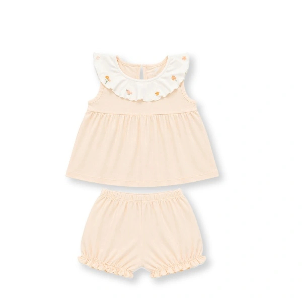 Bộ sát nách bé gái bamboo Lullaby NH705 cam