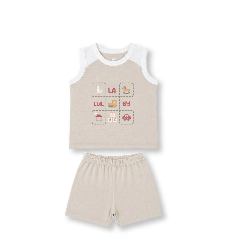 Bộ sát nách bé trai bamboo Lullaby NH711C màu nâu 2