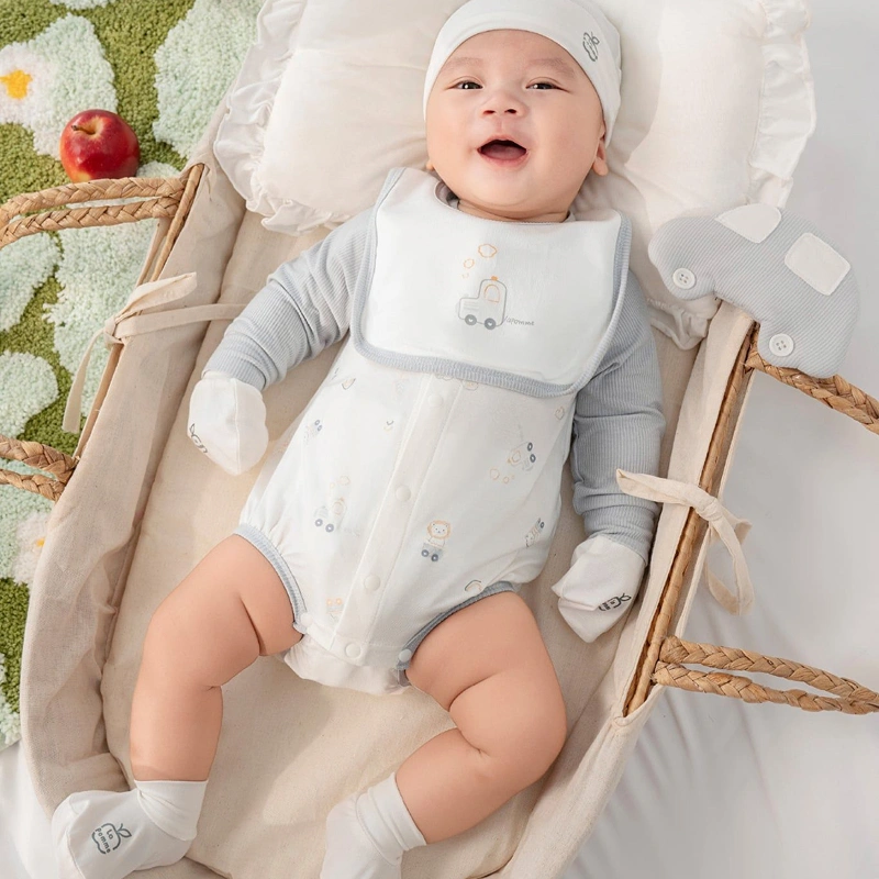 Body chip dài tay La Pomme petit đoàn tàu màu ghi 5