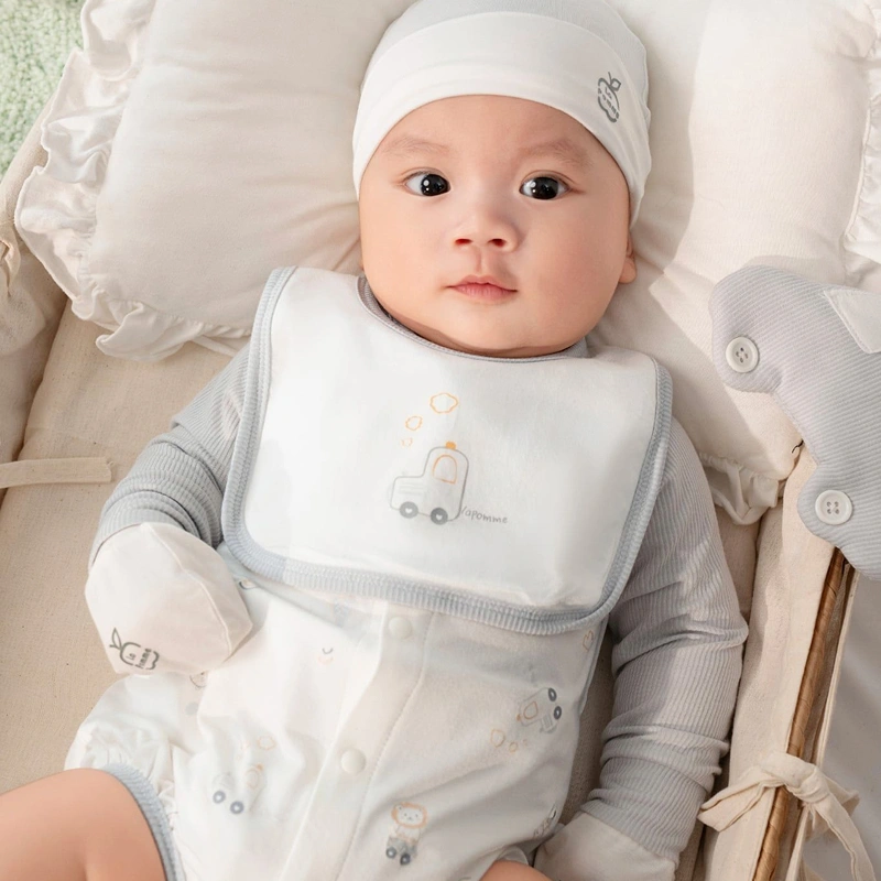 Body chip dài tay La Pomme petit đoàn tàu màu ghi 3