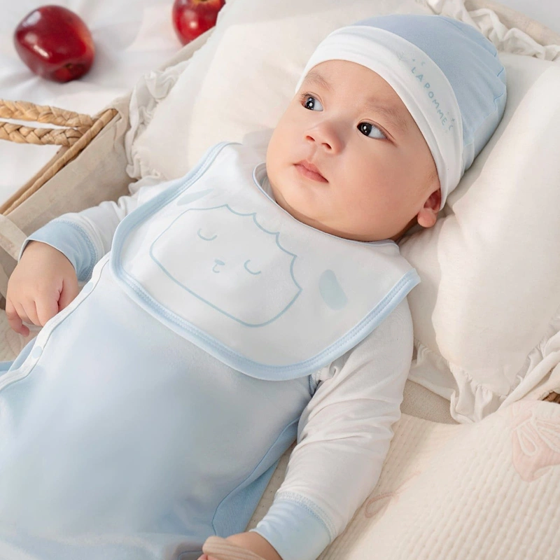 Body dài tay liền tất La Pomme petit cừu bông xanh nhạt 4