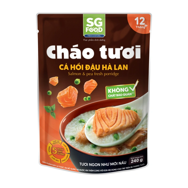 Cháo tươi SG Food vị cá hồi đậu hà lan gói 240g/270g (từ 1 tuổi) 2