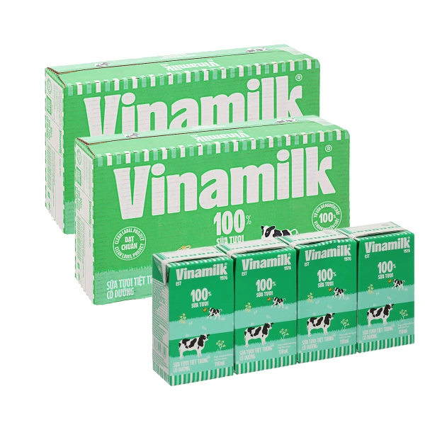 Combo 2 thùng 48 hộp sữa tươi tiệt trùng Vinamilk có đường