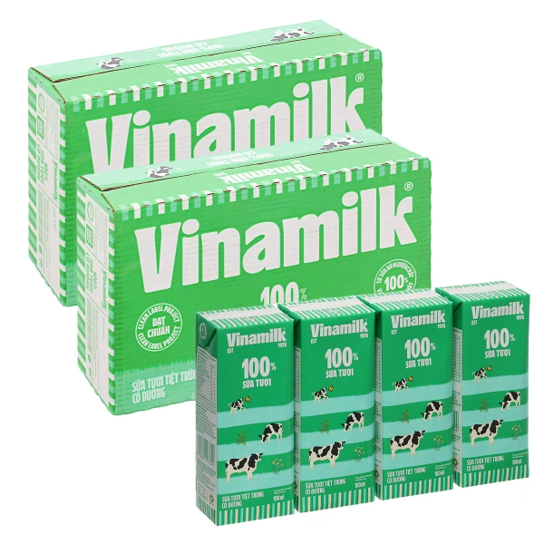 Combo 2 thùng 48 hộp sữa tươi tiệt trùng Vinamilk có đường