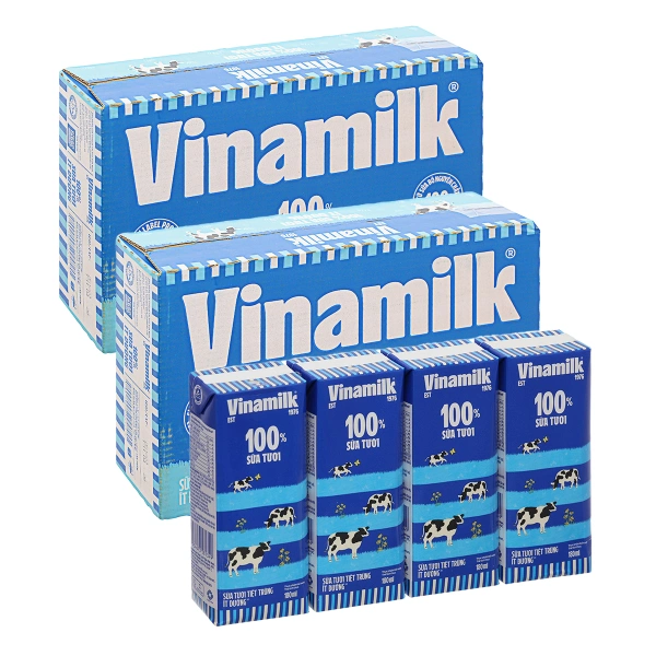 Combo 2 thùng 48 hộp sữa tươi tiệt trùng Vinamilk ít đường