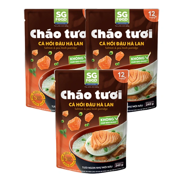 Combo 3 cháo tươi SG Food vị cá hồi đậu hà lan